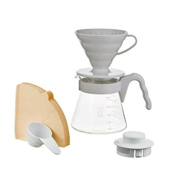 HARIO V60 COFFEE SERVER 02 SET PALE GREY