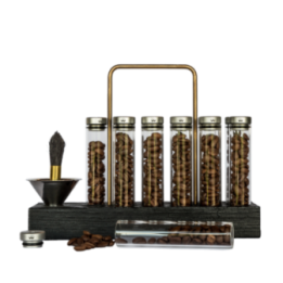 WEBER WORKSHOPS BEAN CELLAR GLASS - BLACK WOOD BASE